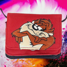 Vtg Tazmanian Devil Crossbody Purse Organizer Fanny Pack Red Small Cartoon 1998 - £15.67 GBP