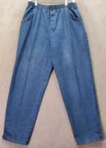 Cabin Creek Pants Women&#39;s Size 14 Blue Denim 100% Cotton Pockets Elastic Waist - £14.74 GBP