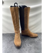 Ann Taylor Loft Tall Riding Boots Women 6.5M Shoes Brown Suede Strap Cap... - $451.29 MXN