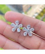 Floral Pear Cut Moissanite Stud Engagement Earring 5.3Ct 10K 14K 18K Whi... - $687.29