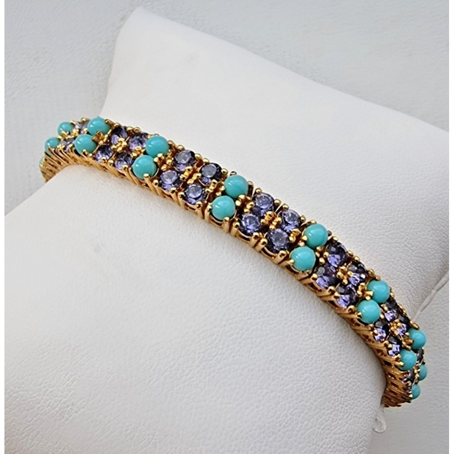 Joan Rivers 925 Sterling Silver Gold Plated Amethyst And Turquoise Bracelet At Item image 2