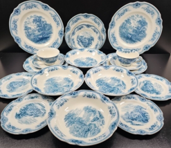 14 Pc J &amp; G Meakin The Sandown Dinner Salad Bread Plate Bowl Antique England Lot - £156.34 GBP