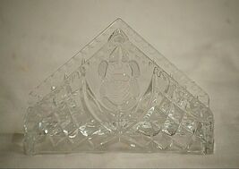 Crystal Triangle Napkin Holder Rose &amp; Waffle Pattern Crimped Edge Design - $59.39