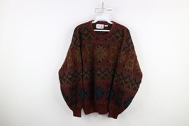 Vtg 90s Streetwear Mens XL Distressed Rainbow Southwestern Fiesta Knit Sweater - $59.35