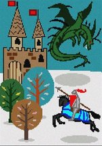 Pepita Castle Dragon Knight Needlepoint Canvas - $44.00+