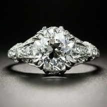 Vintage Art Deco 3CT Simulated Diamond Solitaire Engagement Ring Sterling Silver - £76.08 GBP