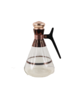 Vtg 70s Mid Century Modern MCM Striped Handled Glass Carafe Container Ro... - $44.50