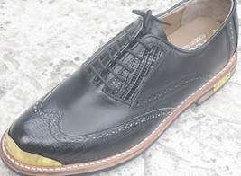 Men Black lizard wing tip  Gold Toe golf shoes by Vecci - $125.00