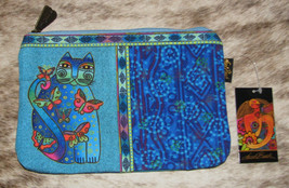 Laurel Burch Cat w/ Butterflies ~ #LB8510F Canvas 9&quot;x6&quot; Cosmetic Bag~Feline~ - £6.45 GBP