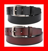 Men&#39;s Casual Dress J EAN S Designer Leather Belt Black Brown 1 1/2&quot; Wide S M L Xl - £5.55 GBP