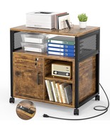 Lateral File Cabinet, Rustic Brown, Unikito, Locking Office Filing Cabin... - $129.98