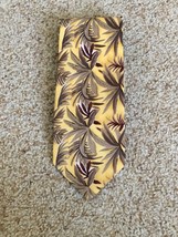 Vtg Hawaiian Tropic Mens Hawaiian Floral Tropical Necktie Tie. Yellow Tan - £11.15 GBP