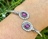 Bracelet manchette rubis naturel plaqué argent sterling 925, bracelet bi... - $17.65