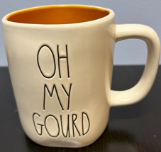 Rae Dunn by Magenta OH MY GOURD White Orange Inside Coffee Mug Fall Autumn 4.8&quot; - £6.32 GBP