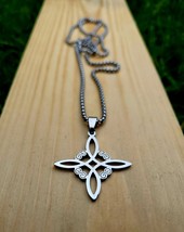 Stainless Steel Wicca Pendant Necklace Pagan Odin Norse Viking Witch Celtic - £9.81 GBP