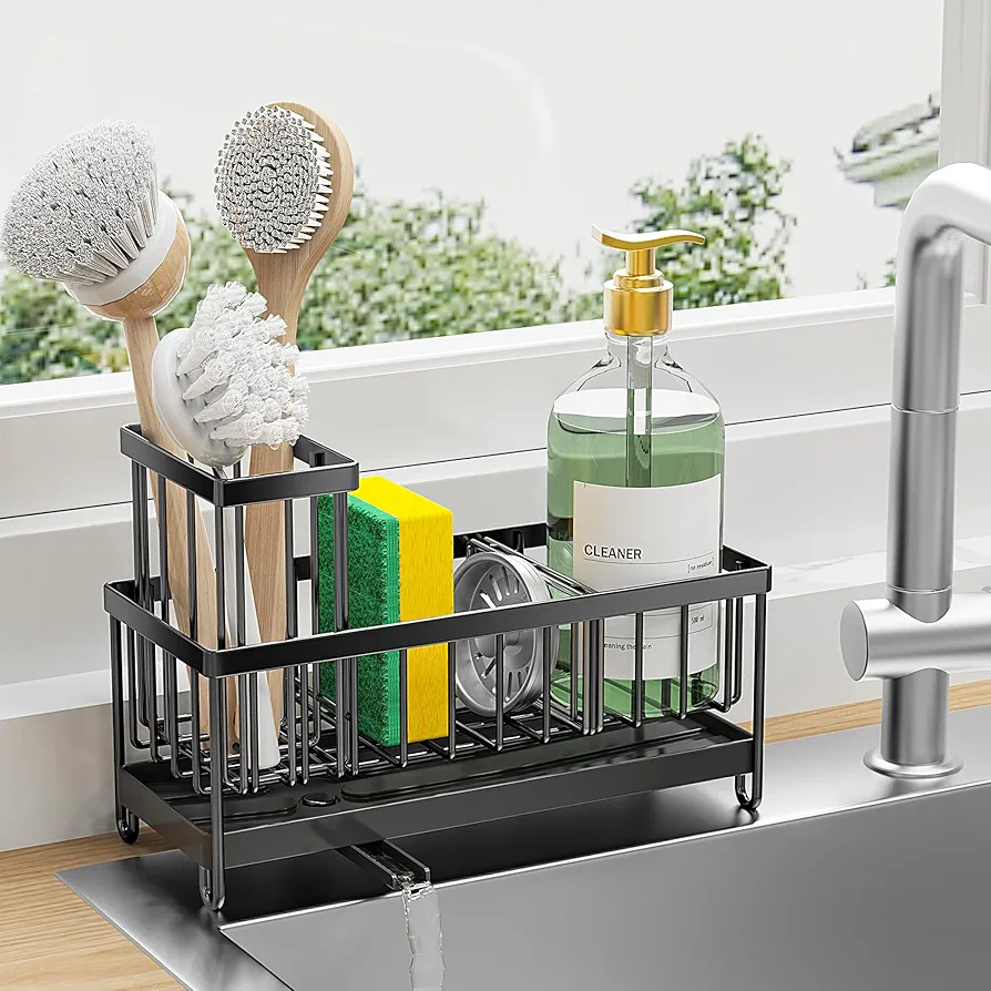 Black Sponge Holder for Kitchen Sink, Sink Caddy Organizer  - $365.29 MXN