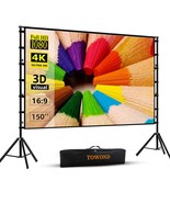 Projector Screen And Stand, 150 Inch Indoor Outdoor Projection Screen, P... - £149.76 GBP