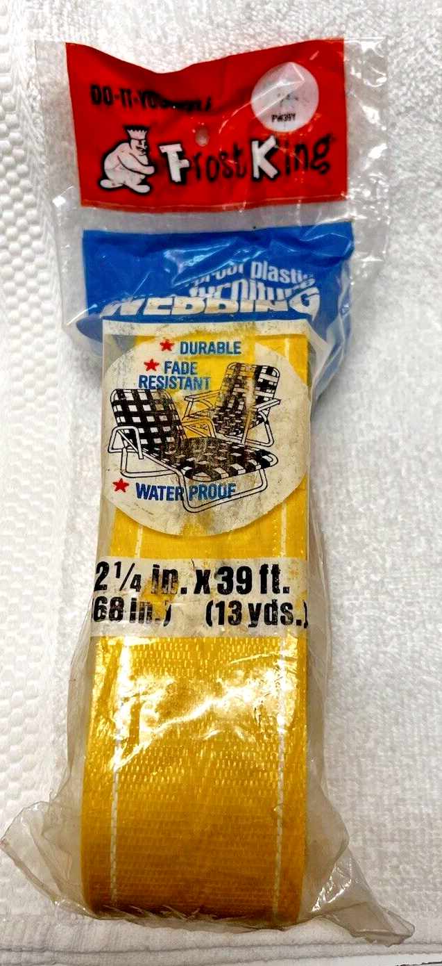Vintage Frost King Lawn Furniture Re-Webbing MIP Yellow-White 2 1/4&quot;  x ... - $14.36