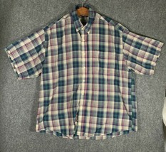 Mens Plaid Button Up Pocket T Shirt Short Sleeve Casual Outdoor Collar C... - $11.20