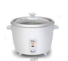 Elite 6-Cup Rice Cooker with Glass Lid White - £22.77 GBP