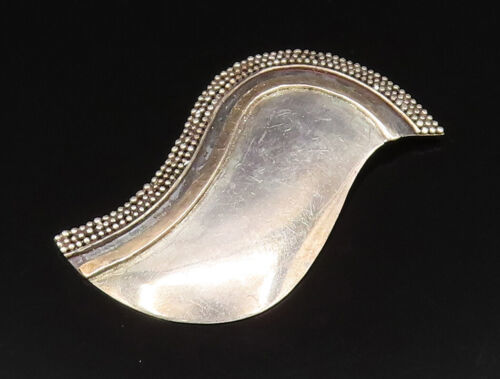 Primary image for 18K GOLD & 925 Silver - Vintage Two Tone Beaded Edge Swirl Brooch Pin - BP9758