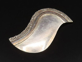 18K GOLD &amp; 925 Silver - Vintage Two Tone Beaded Edge Swirl Brooch Pin - ... - $40.76