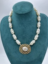 VINTAGE MIRIAM HASKELL Signed Faux Baroque Bright White Pearl Necklace 1... - $594.00