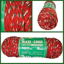 Maxi Cord Twisted Herculon Macrame Red Green Silver Cord 100 Yards 6mm New Usa - £16.06 GBP