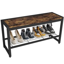 Shoe Bench, Modern Industrial Shoe Storage Bench, Entryway Bench With Mesh Shelf - £73.53 GBP