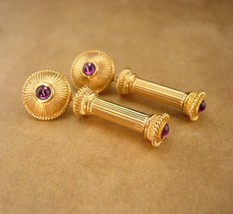 Vintage signed Swarovski Earrings - Couture design column drops - purple stones  - £152.81 GBP