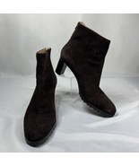 ANN TAYLOR LOFT SZ 8M BROWN LEATHER ZIP UP WOMEN ANKLE BOOTS PUMPS BMW-1 - £29.25 GBP