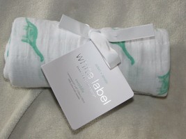Aden + & and Anais Cotton Muslin Swaddle Baby Blanket Green White Dinosaur NWT - $39.59