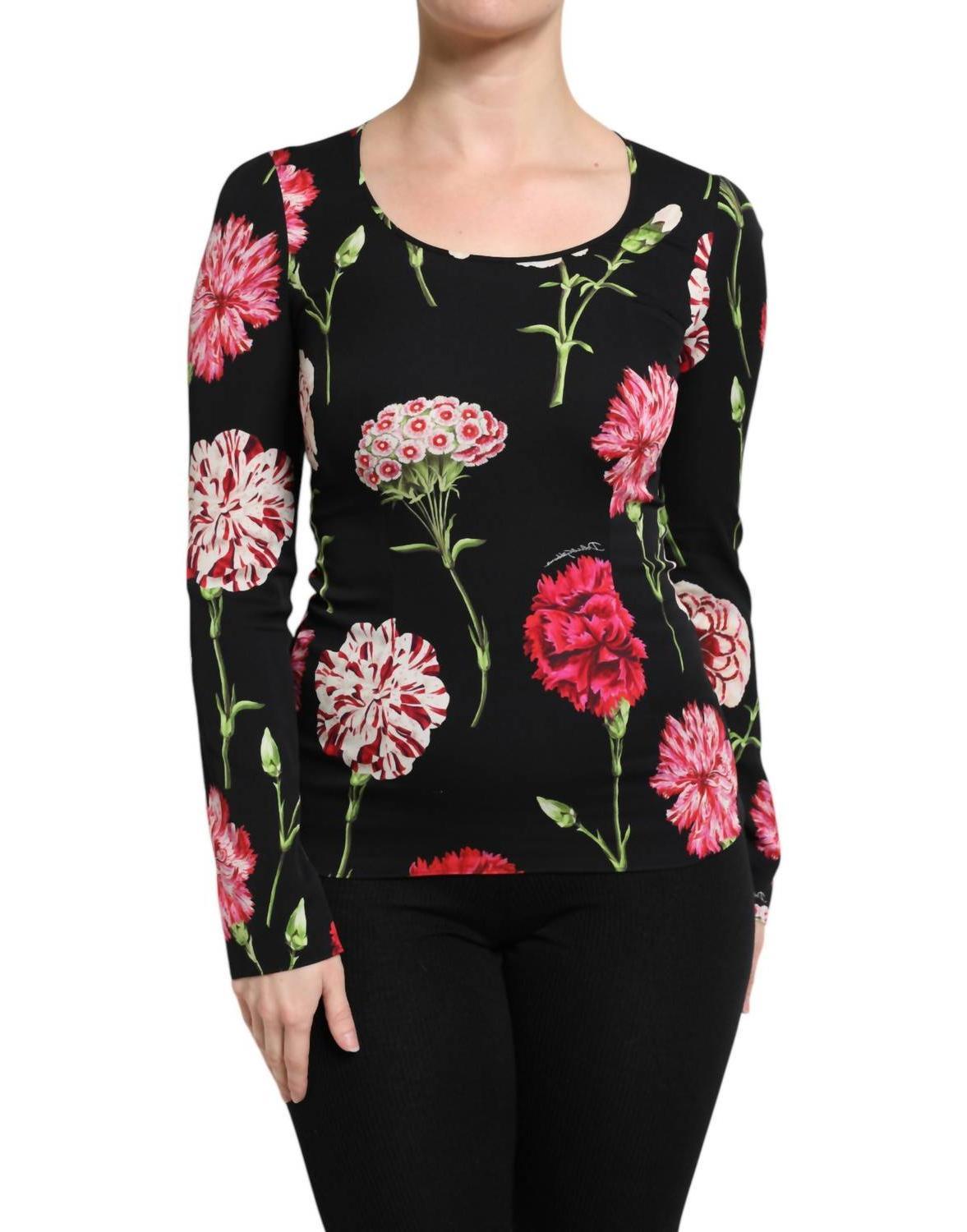Dolce &amp; Gabbana Dolce &amp; Gabbana Black Floral Long Sleeve Women Blouse To... - $1,003.00
