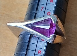 Vintage Size 8 US Pierre Lang assymetric ring with amethyst  - $19.99