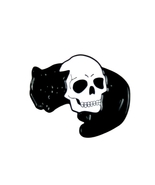 Black Cat Napping with Skull Enamel Pin Cute Catnap - $8.00