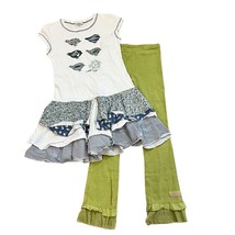 Bird Applique Dress &amp; Leggings Outfit Set Naartjie Girls Size 8/9 - $33.60