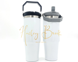 30oz Sublimation Flip Straw Tumbler (Gray or Black Lid) Dual Wall Tumblers - £10.38 GBP