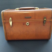 Vintage Samsonite Schwayder #4612 Brown Faux Leather Makeup Train Hard Case Tray - £51.43 GBP