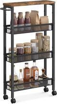 Elegant 4-Tier Narrow Rolling Cart for Effortless Kitchen Organization - $77.17