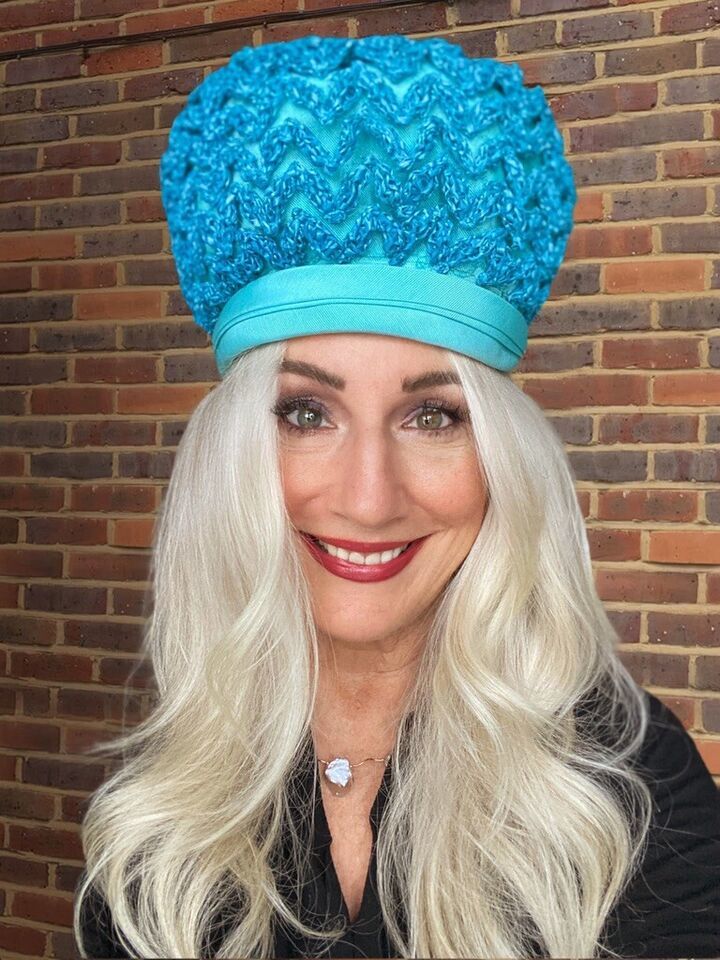 VTG Womens HAT Dana ORIGINAL Pillbox 1950s Church Turquoise Blue Straw U... - $47.99