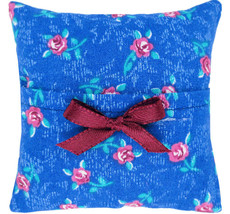 Tooth Fairy Pillow, Blue, Rose Print Fabric, Maroon Ribbon Bow Trim for ... - $4.95
