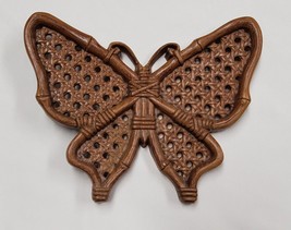 Burwood 7&quot; Butterfly Brown Wall Hanging Faux Wicker Look Vintage # 2474 - $8.91