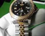 invicta men tone black dial automatic diamond watch exhibition case brac... - $1,499.90