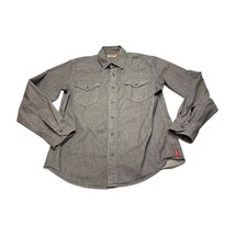 Wrangler Western Shirt Men&#39;s M Gray Cotton Stretch Long Sleeve Pearl Sna... - £21.20 GBP