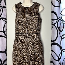 Crew Leopard Print Bi Stretch Sleeveless Sheath Dress 4 - $47.04