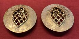 Vintage Geometric Round Clip On Earrings Large Dangle Drop Estate Jewelr... - $9.89