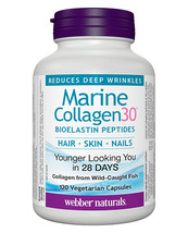 Webber Naturals Marine Collagen30® x120 Bioelastin Peptides Vegetarian Capsules - £55.04 GBP
