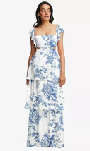 Dessy 8232.Flutter Sleeve, Maxi Dress with Tiered Ruffle Skirt..Cottage Rose..XL - £75.41 GBP
