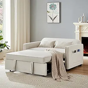 3-In-1 Convertible Upholstered Loveseat Sofa Couch With Pull-Out Sleeper... - $981.99