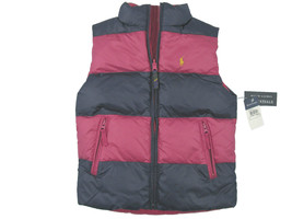 NEW Polo Ralph Lauren Reversible Girls Puffer Vest!  Sm  Pink Reverses to Stripe - £71.76 GBP